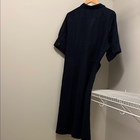 Blue Tie Front Shirt Dress - Picture 7 of 10